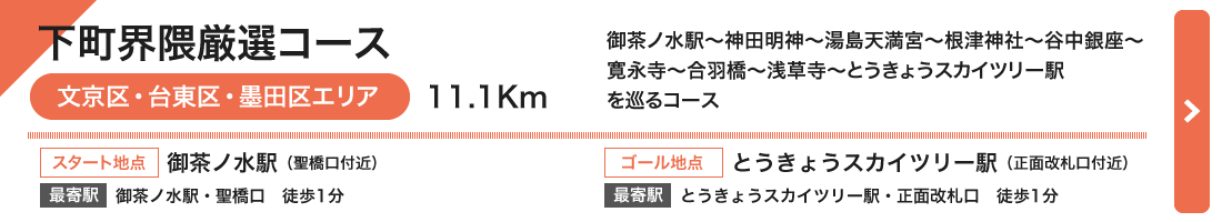 下町界隈厳選コース（文京区・台東区・墨田区エリア）