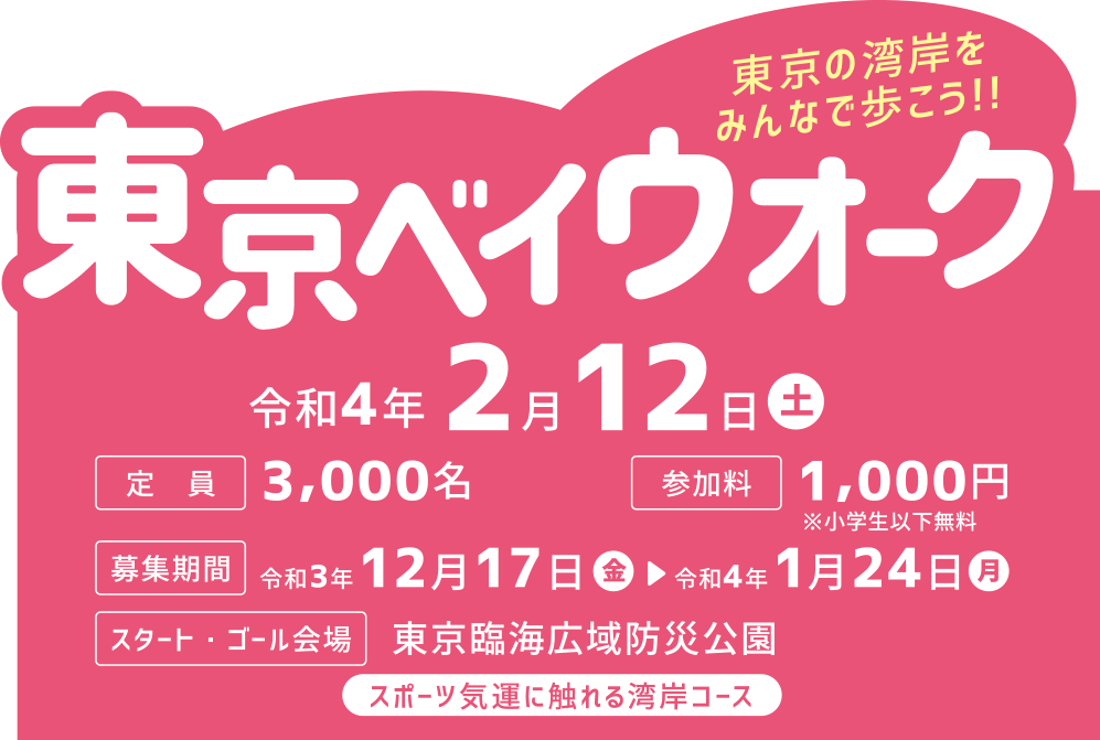 東京の湾岸をみんなで歩こう！！東京ベイウォーク　令和4年2月12日（日）